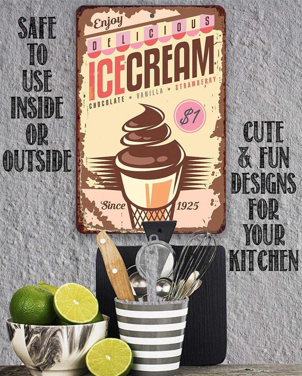Personalized - Ice Cream - Metal Sign | Lone Star Art.