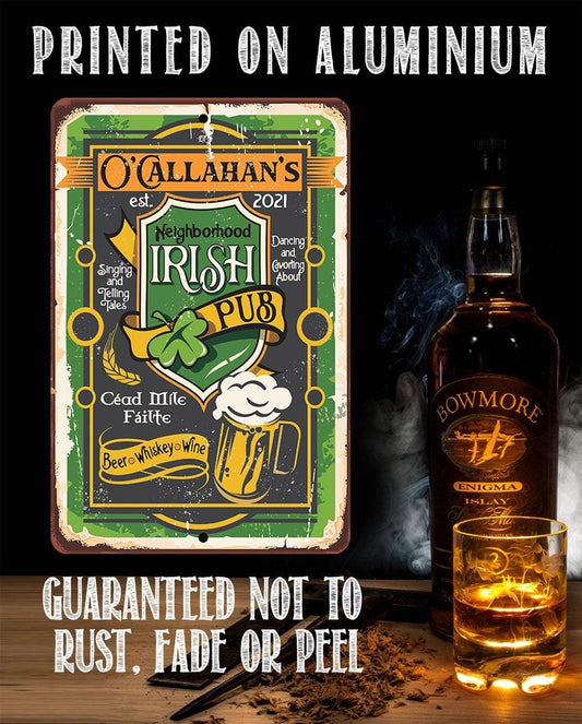 Personalized - Irish Pub - Metal Sign | Lone Star Art.