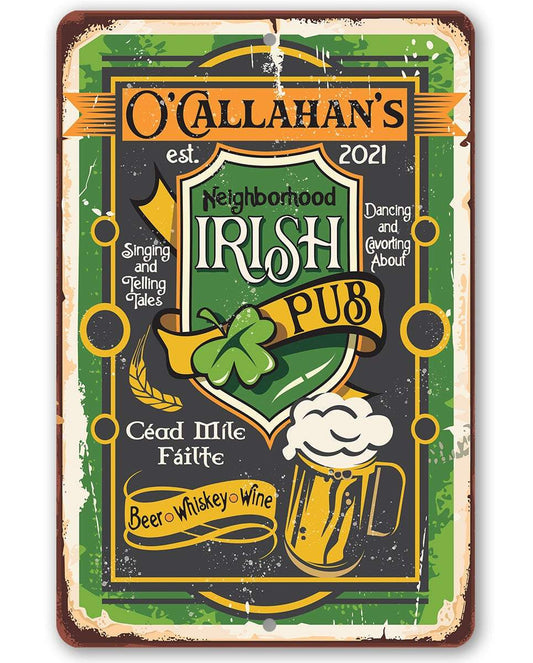 Personalized - Irish Pub - Metal Sign | Lone Star Art.