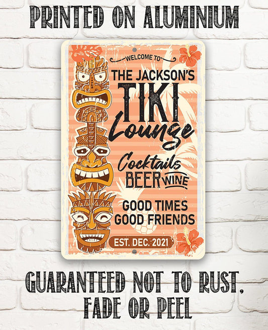 Personalized - Tiki Lounge - Metal Sign | Lone Star Art.