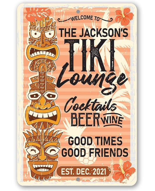 Personalized - Tiki Lounge - Metal Sign | Lone Star Art.