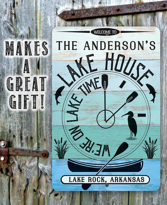 Personalized - We are on Lake Time - Metal Sign | Lone Star Art.