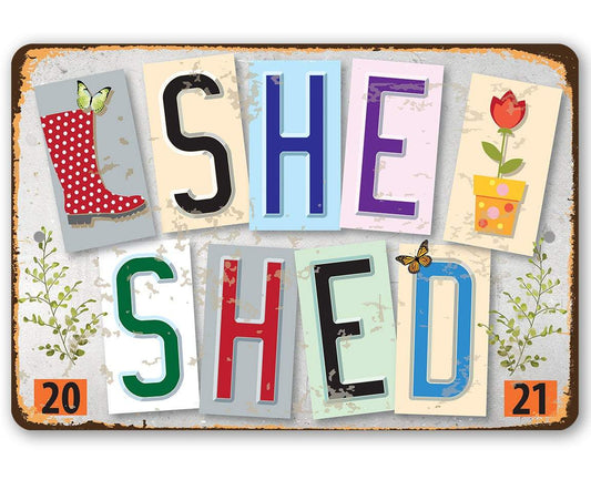 She Shed -Est. 2021- Metal Sign | Lone Star Art.