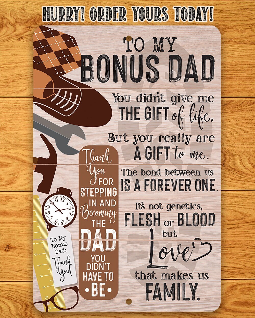 To My Bonus Dad - Metal Sign Metal Sign Lone Star Art 