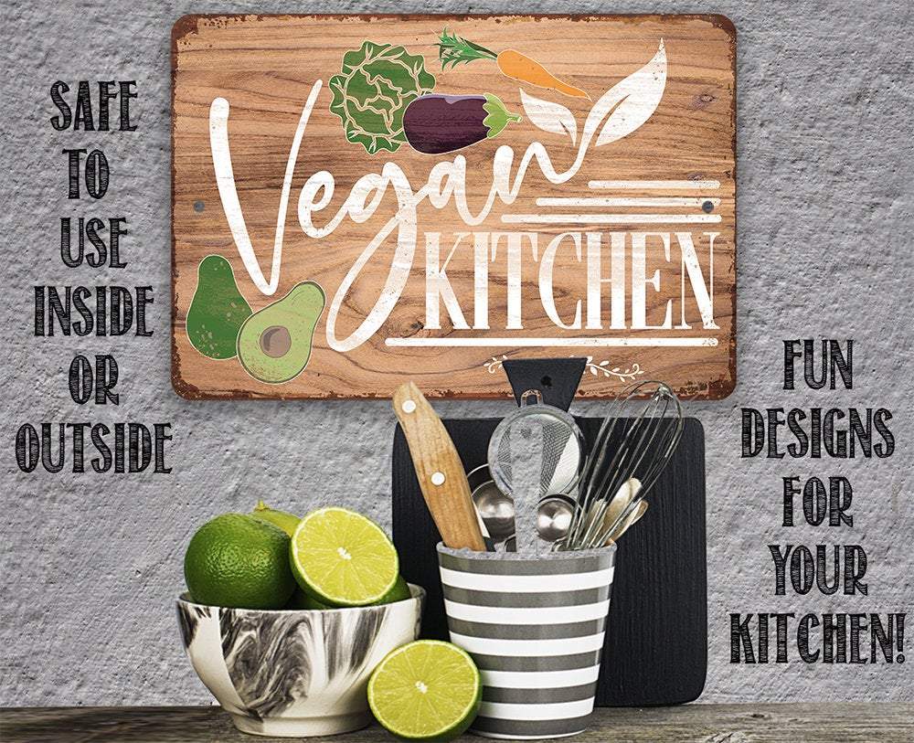 Vegan Table Sign Vegan Kitchen - Metal Sign | Lone Star Art.