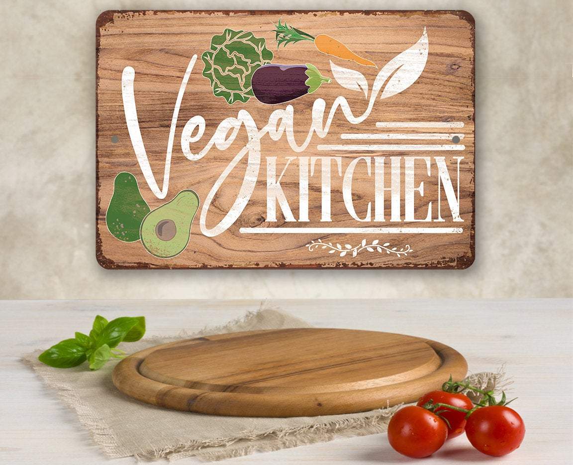 Vegan Table Sign Vegan Kitchen - Metal Sign | Lone Star Art.