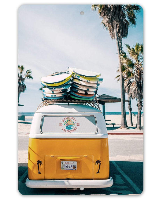 Volkswagen California Dreamin Surf Van - Metal Sign | Lone Star Art.