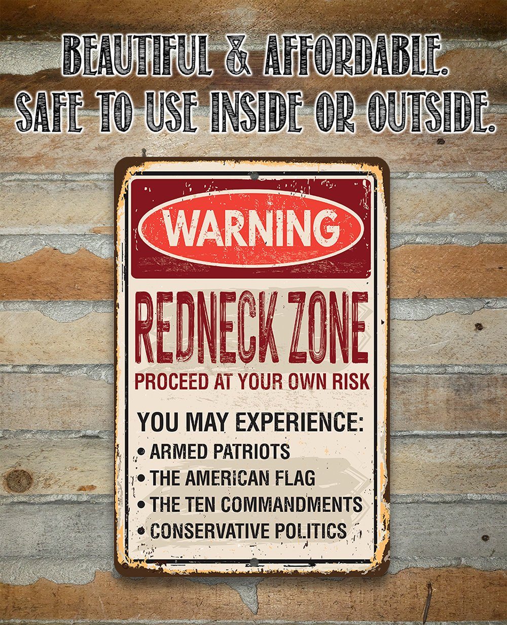 Warning Redneck Area - Metal Sign | Lone Star Art.