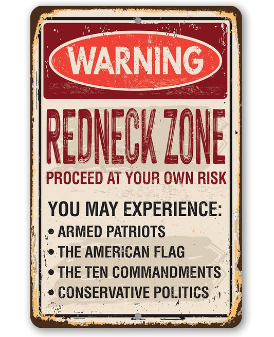 Warning Redneck Area - Metal Sign | Lone Star Art.