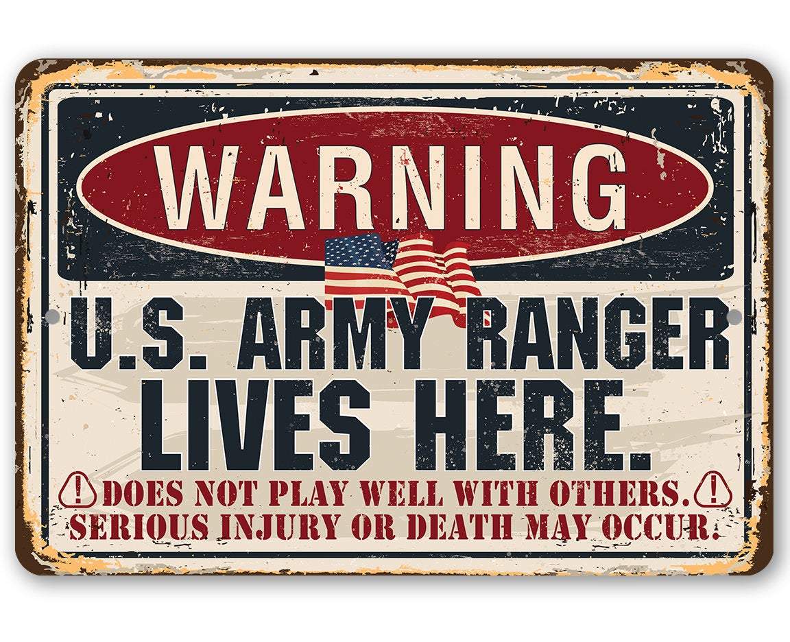 Warning US Army Ranger - Metal Sign | Lone Star Art.