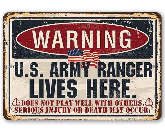 Warning US Army Ranger - Metal Sign | Lone Star Art.