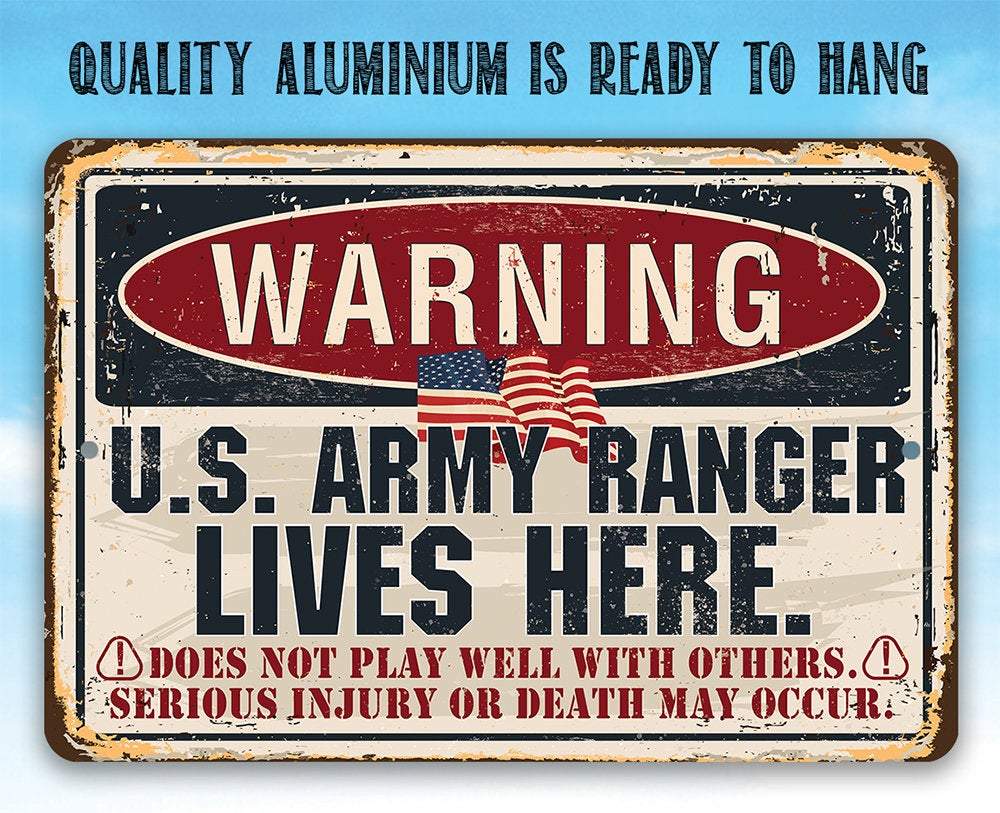 Warning US Army Ranger - Metal Sign | Lone Star Art.