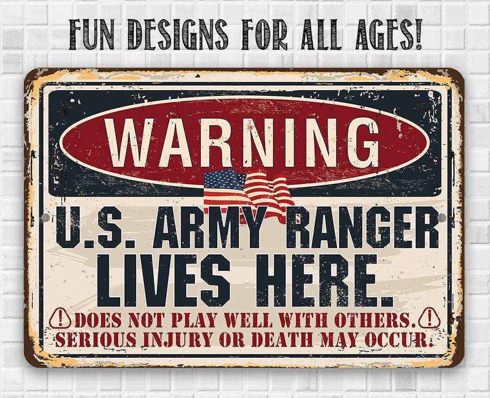 Warning US Army Ranger - Metal Sign | Lone Star Art.