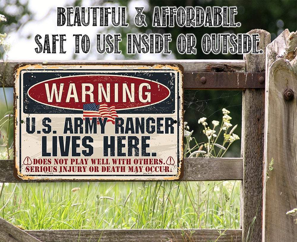 Warning US Army Ranger - Metal Sign | Lone Star Art.