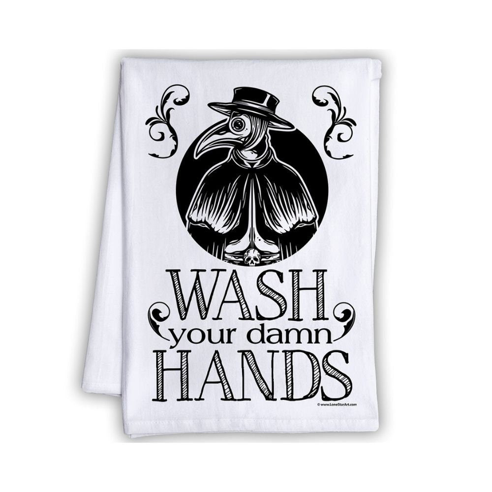 Wash Your Damn Hands - Plague Doctor - Tea Towel Tea Towel Lone Star Art 