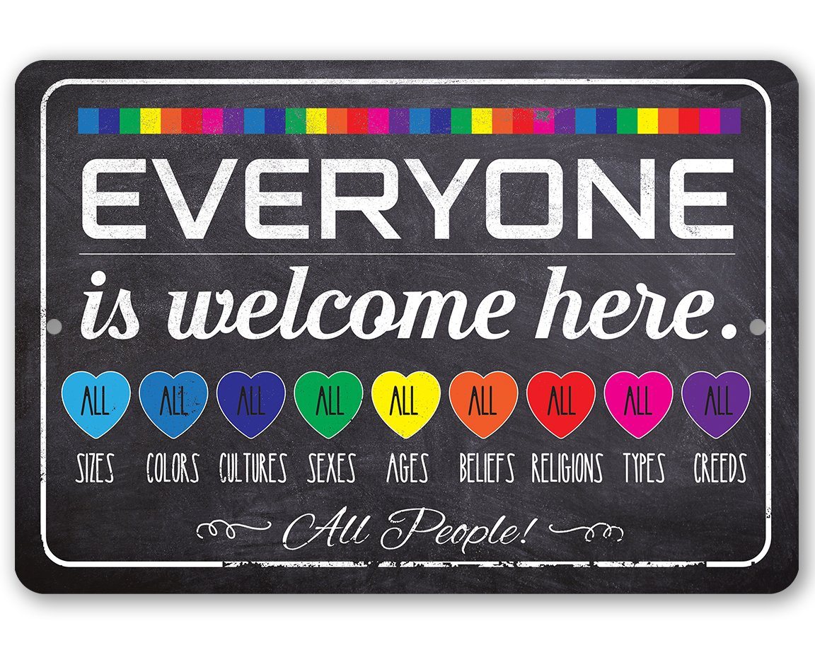No One Welcomesign Welcome Everyone Rainbow - Metal Sign | Lone Star Art.