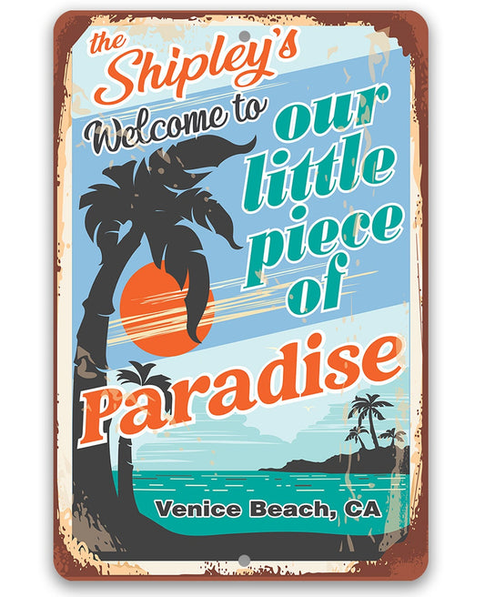 Welcome To Our Little Piece of Paradise - 8" x 12" or 12" x 18" Aluminum Tin Awesome Metal Poster Lone Star Art
