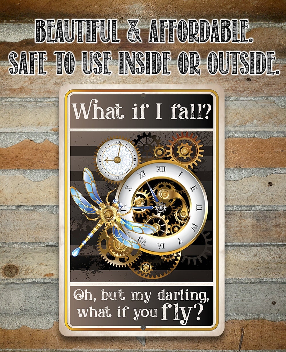 What If I Fall, Oh But My Darling, What If You Fly - 8" x 12" or 12" x 18" Aluminum Tin Awesome Metal Poster Lone Star Art 