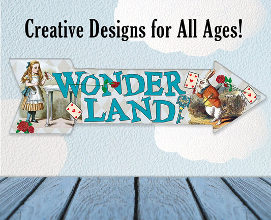 Wonderland - Directional Arrow - Metal Sign Metal Sign Lone Star Art